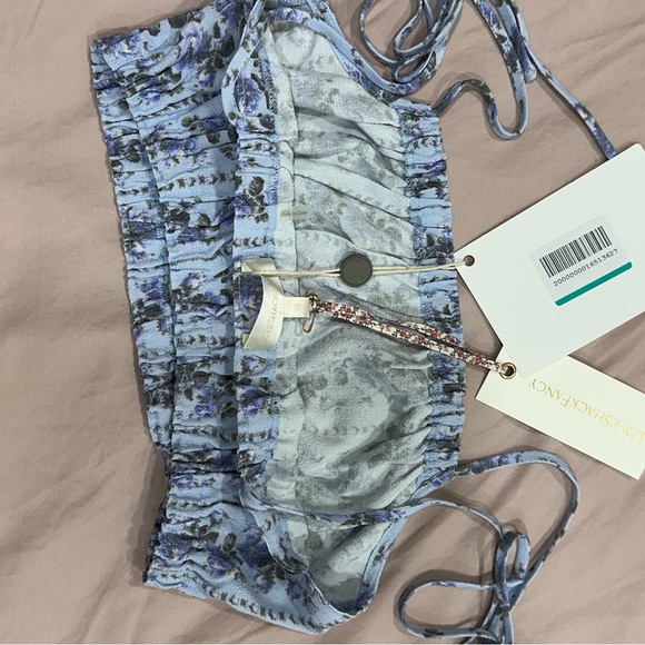 LoveShackFancy Floral Blue Ruffle Top XS NWT - Picture 5 of 6